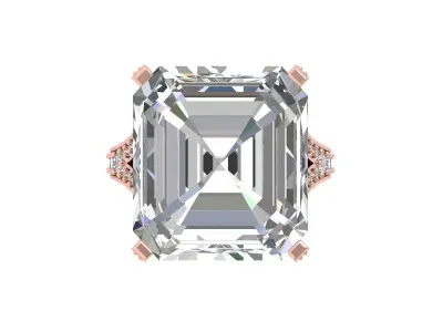 Emerald Solitaire Art Deco Ring 3D print model 10
