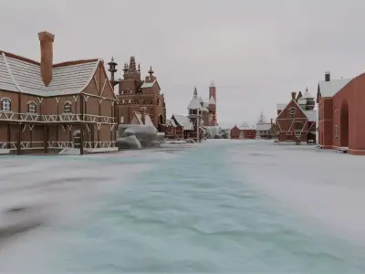 Snowy Mountain Village 3D model purchase
