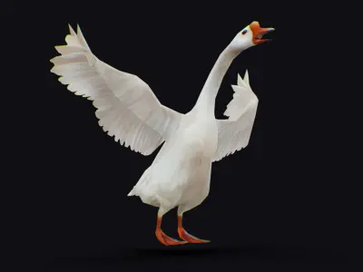 Goose Domestic Farm Animated Lowpoly Bird Animal Low-poly 3D model
