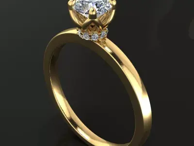 Floral Gallery Solitaire Infinity Diamond Bow Engagement Ring 3D print model
