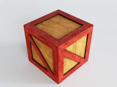 Square Wooden Crates PBR Low Poly 3D Model Low-poly 3D model