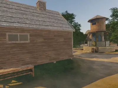 Coastal Village Scene 3D model