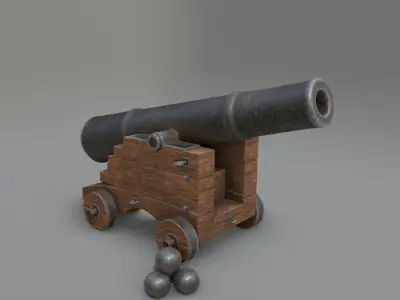 Old medieval Cannon Mortar with pbr textures Low-poly 3D model