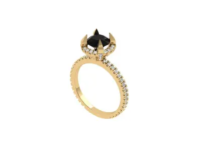 Solitaire Engagement Art Deco Ring 3D print model 44