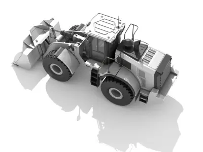 Wheel Loader White Low-poly 3D model