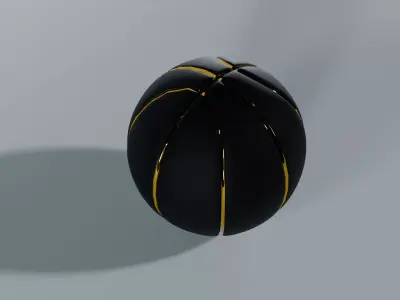 Minimalist Black Basketball with Gold Inlay Low-poly 3D model