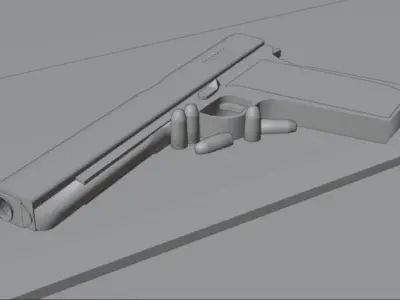 1911 Pistol With Line art 3D model