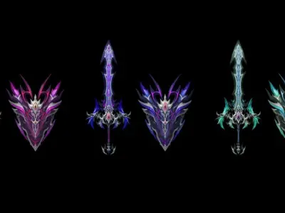 Succubus - Sword and Shield Low-poly 3D model