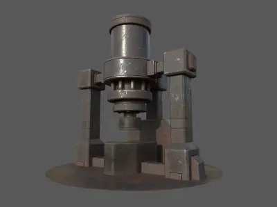 Stylized Fantasy Machine - Industrial Forge Press Low-poly 3D model