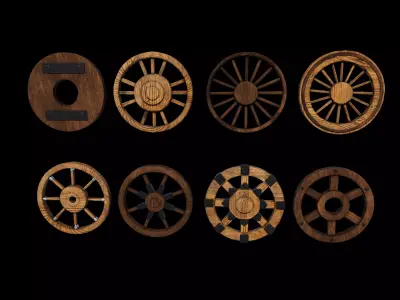 Wooden wheels  3D model