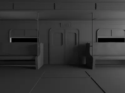 Subway Modern Train Interior with Leather Seats 3D model