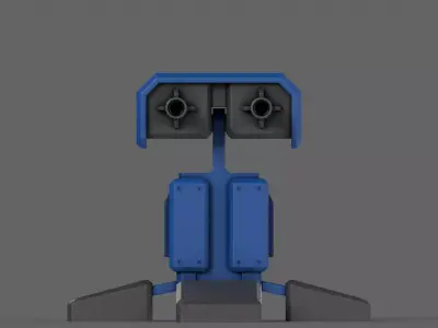 PBR Turret Gun 05 Blue Low-poly 3D model