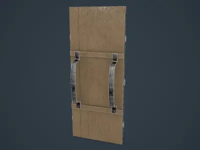 Post-Apocalypse Wooden Shield with Barbed Wire Low-poly 3D model