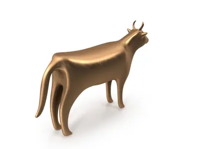 Cow PBR gold bull Low-poly 3D model