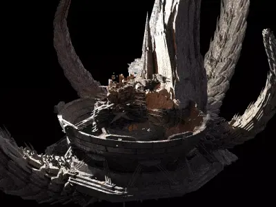Dragon Asteroid city Floating monolith 3D model