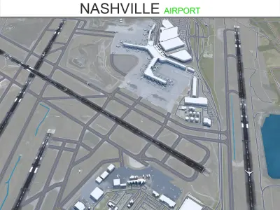 Nashville Airport 10km Low-poly 3D model