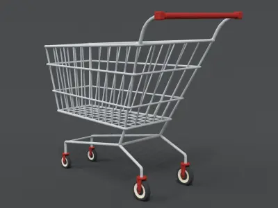 Low Poly Cartoon Super Market Cart Low-poly 3D model