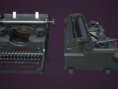 Antique Desk With Miscellaneous Low-poly 3D model