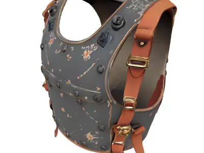 Weathered Medieval Plate Armor Chest Low-poly 3D model