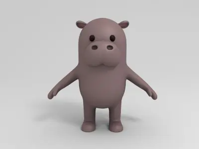 Cartoon Hippopotamus 3D model