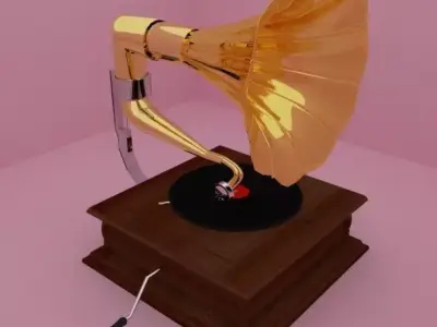 Gramophone Low-poly 3D model 5