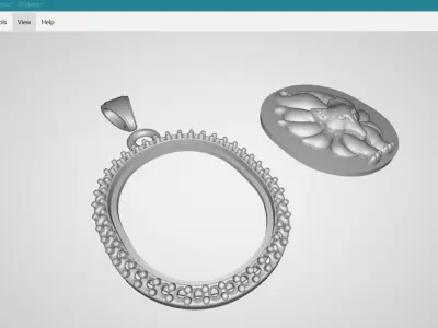 Wolf Diamond Victorian Gold Silver Pendant Design 3D print model