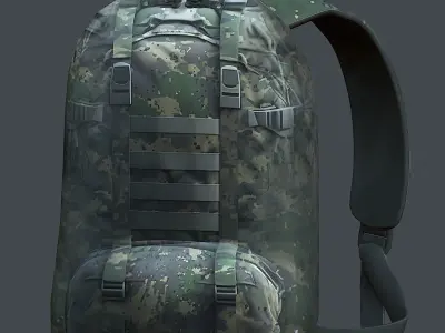 Backpack military combat Black baggage Low-poly Low-poly 3D model 9