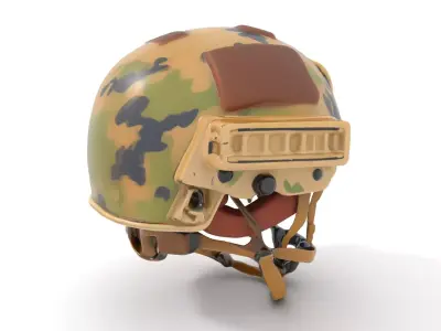Camouflage Tactical Helmet Model Pack with Modular Attachments Low-poly 3D model