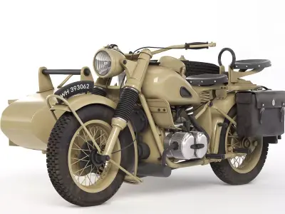 Military motorcycle R75 Sahara 1942 3D model