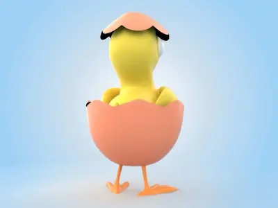 Chick With Egg 3D model
