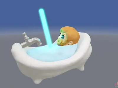 Kenobi Fun with LightSaber 3D model