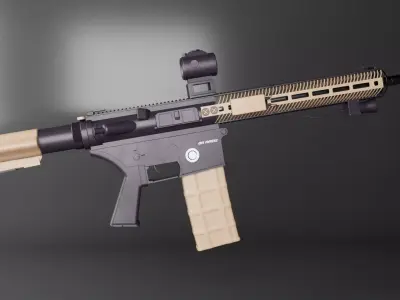 m4 tactical war rifle Low-poly 3D model