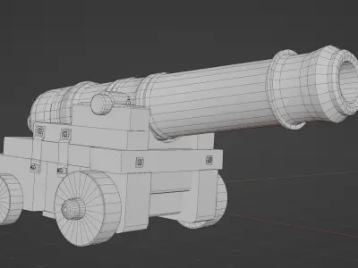 Old metallic cannon Low-poly 3D model