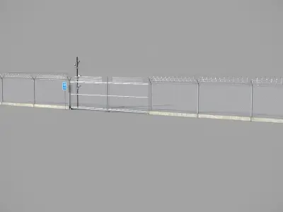 Barbed Wire Fence 3D model get