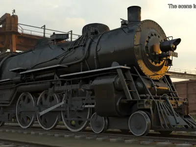 Steam locomotive Santa Fe 3415 3D model