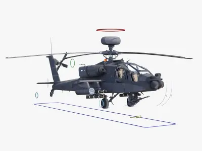 AH64E Apache Longbow Helicopter Gray Rigged Low-poly 3D model