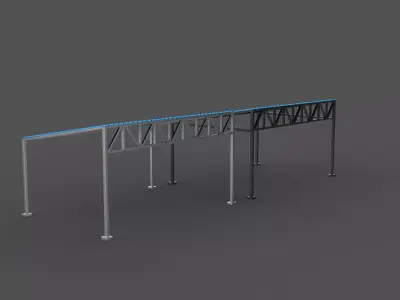steel frame carport 04 3D model