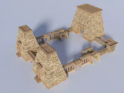 Ancient Egyptian Civilization 3d Model Building  Low-poly 3D model