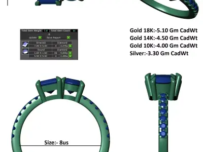 Emd And Round Stone Engagement Ring  3D print model