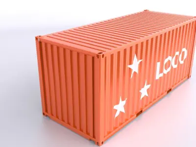 Standart Shipping Container 20ft Rigged 3D model