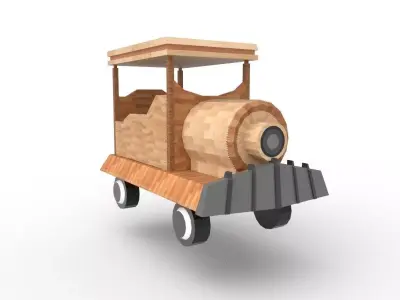 Train with Train Station Scene - LowPoly PBR GameReady Low-poly 3D model