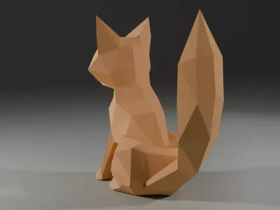 Stylized Low-Poly Fox Low-poly 3D model purchase