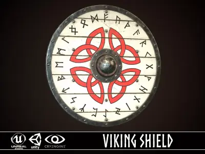 Viking Shield 09 Low-poly 3D model