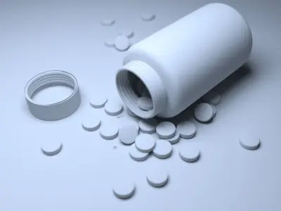 Pill and bottle Low-poly 3D model