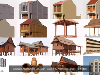 Malaysia Asia Building Collection Realistic 3D Architecture Pack