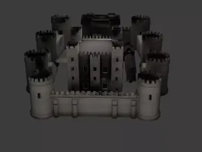 Royal Medieval Fortress Castle 3D Model Low-poly 3D model