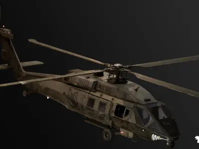 Military Helicopter - Rigged and BP Controllable with skins Low-poly 3D model