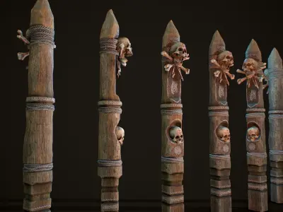Totem wood 10 pbr 4k Low-poly 3D model