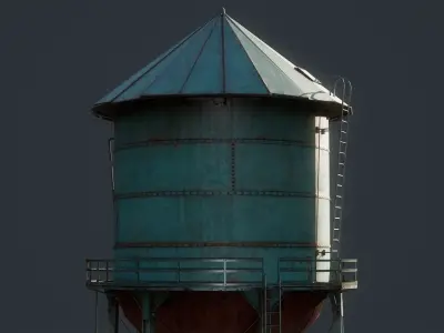 Water Tank Tower Reservoir Low-poly 3D model