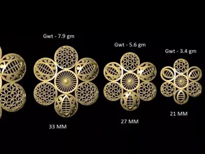 vr-pnd2263 gold plated flower pendants 3D print model